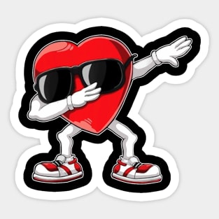 Dabbing Heart Funny Gifts Mens Kids Boys Valentines Day Sticker